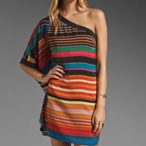 Trina Turk Dress Striped Wonderland One Shoulder 2